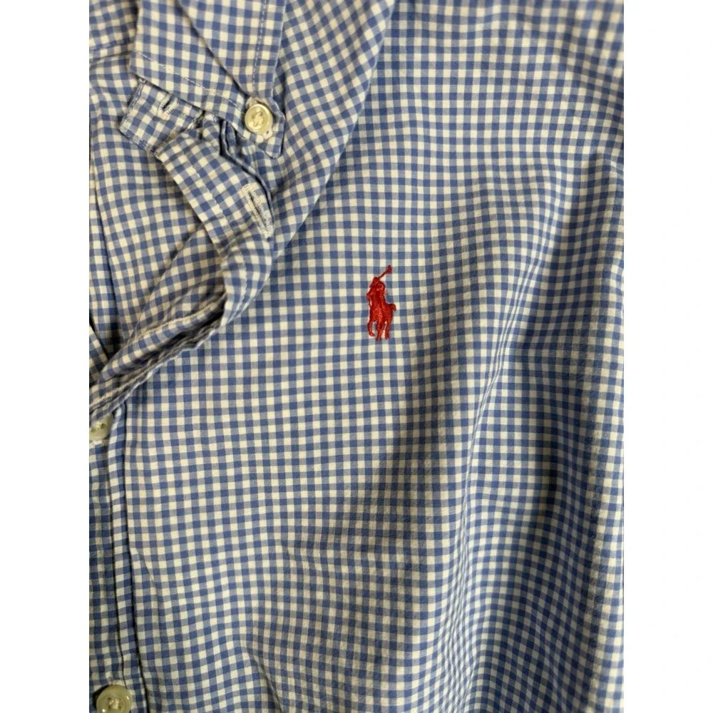 Lot of 3 Ralph Lauren Button Blue Shirts Youth XL (18-20) Oxford Gingham Pony